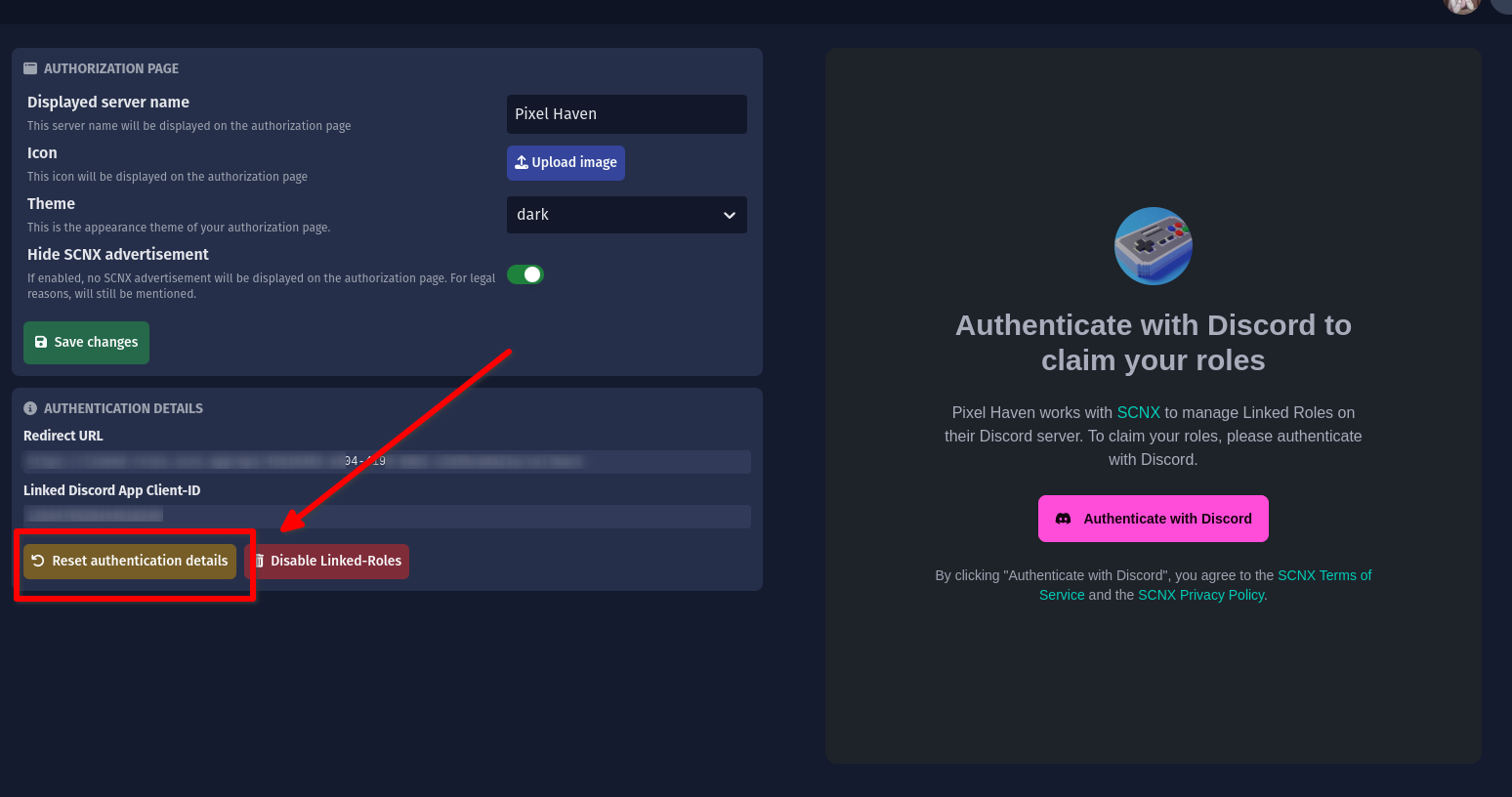 Screenshot, der zeigt, wo sich die Schaltfläche "Anmeldedaten zurücksetzen" befindet